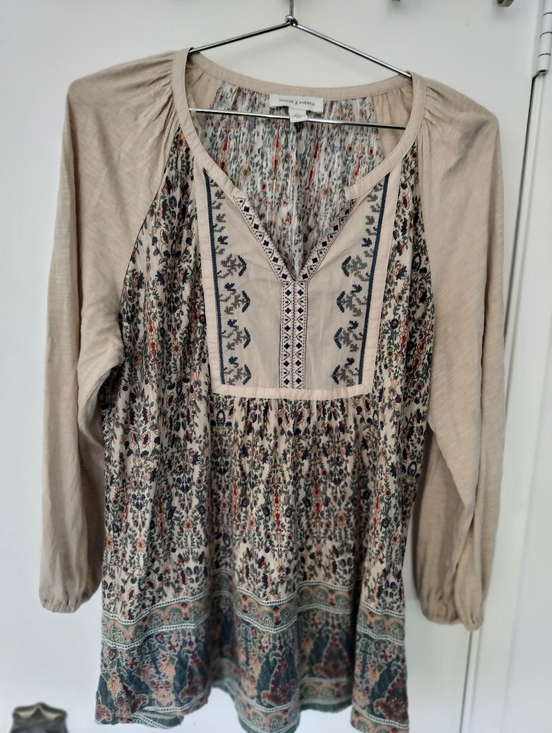 Vintage America Tops - Vintage America long-sleeve boho peasant top in a size Large Cotton Modal Blend